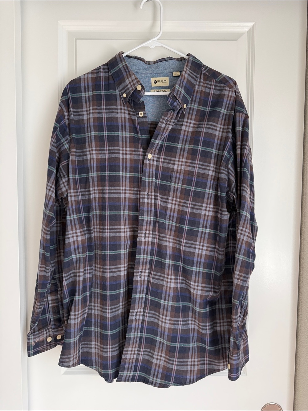 Haggar Plaid Button-Down Shirt mens XL